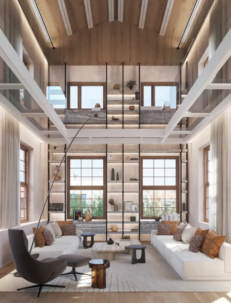 Architectural loft living with double-height interiors